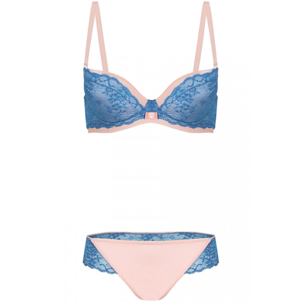 Комплект - Бюст, що піднімає груди (push-up) Kinga Blue Lady PU-368 та стрінги Blue