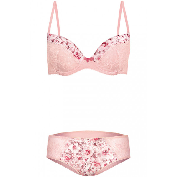 Комплект - Бюст, що піднімає груди (push-up) Kinga Cherry Blossom PU-357 та трусики Cherry